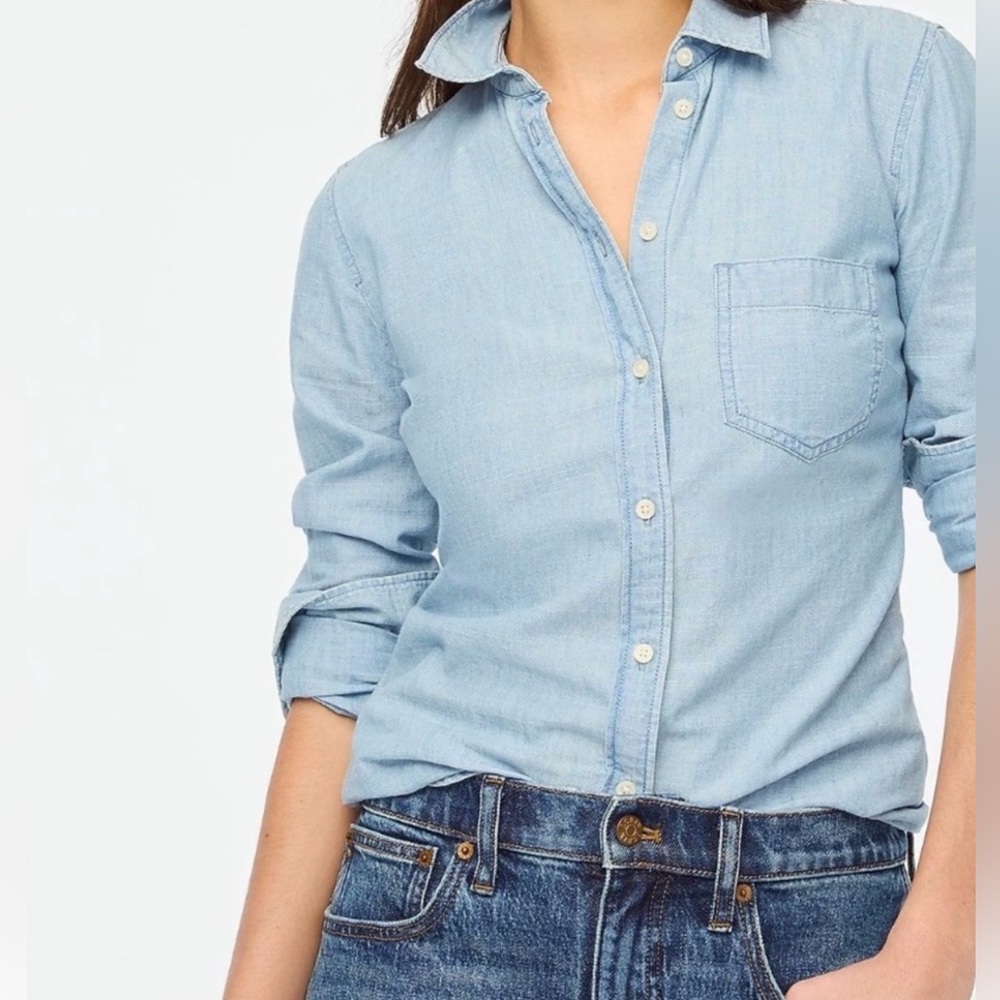 Massimo Supply Co Light Blue Chambray Denim Jean Button Down Shirt